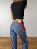 Jeans svasati con disegni fatti a mano anni 2000