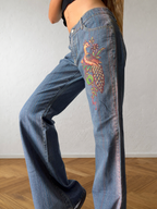 Jeans svasati con disegni fatti a mano anni 2000