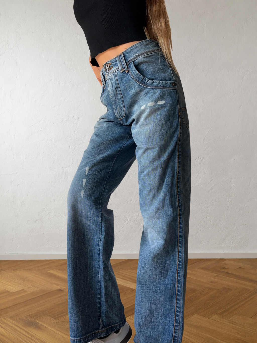 Jeans anni 90 gamba ampia dettagli cargo
