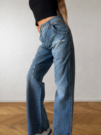 Jeans anni 90 gamba ampia dettagli cargo