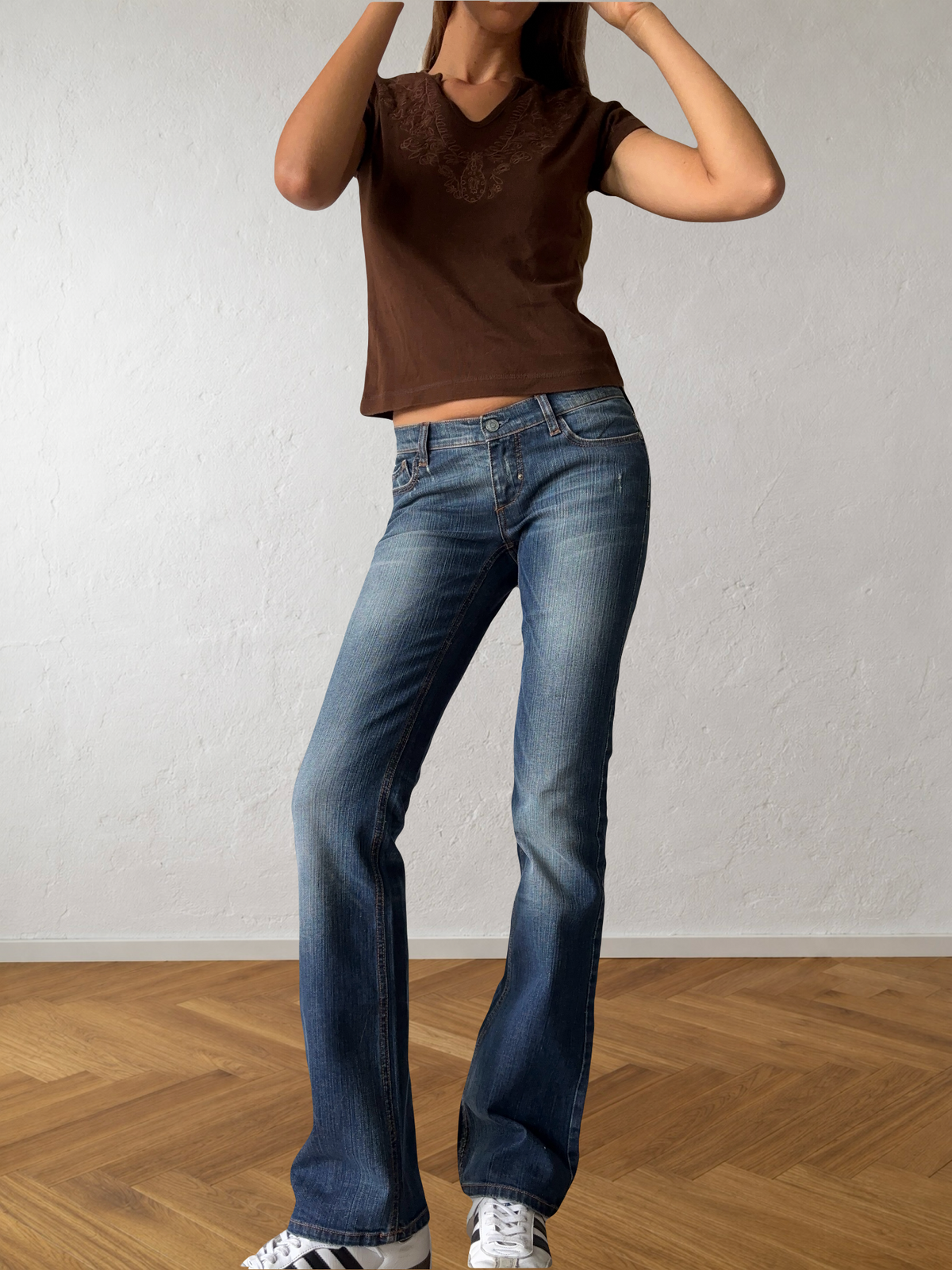 Jeans svasati Bootcut a vita bassa anni 2000