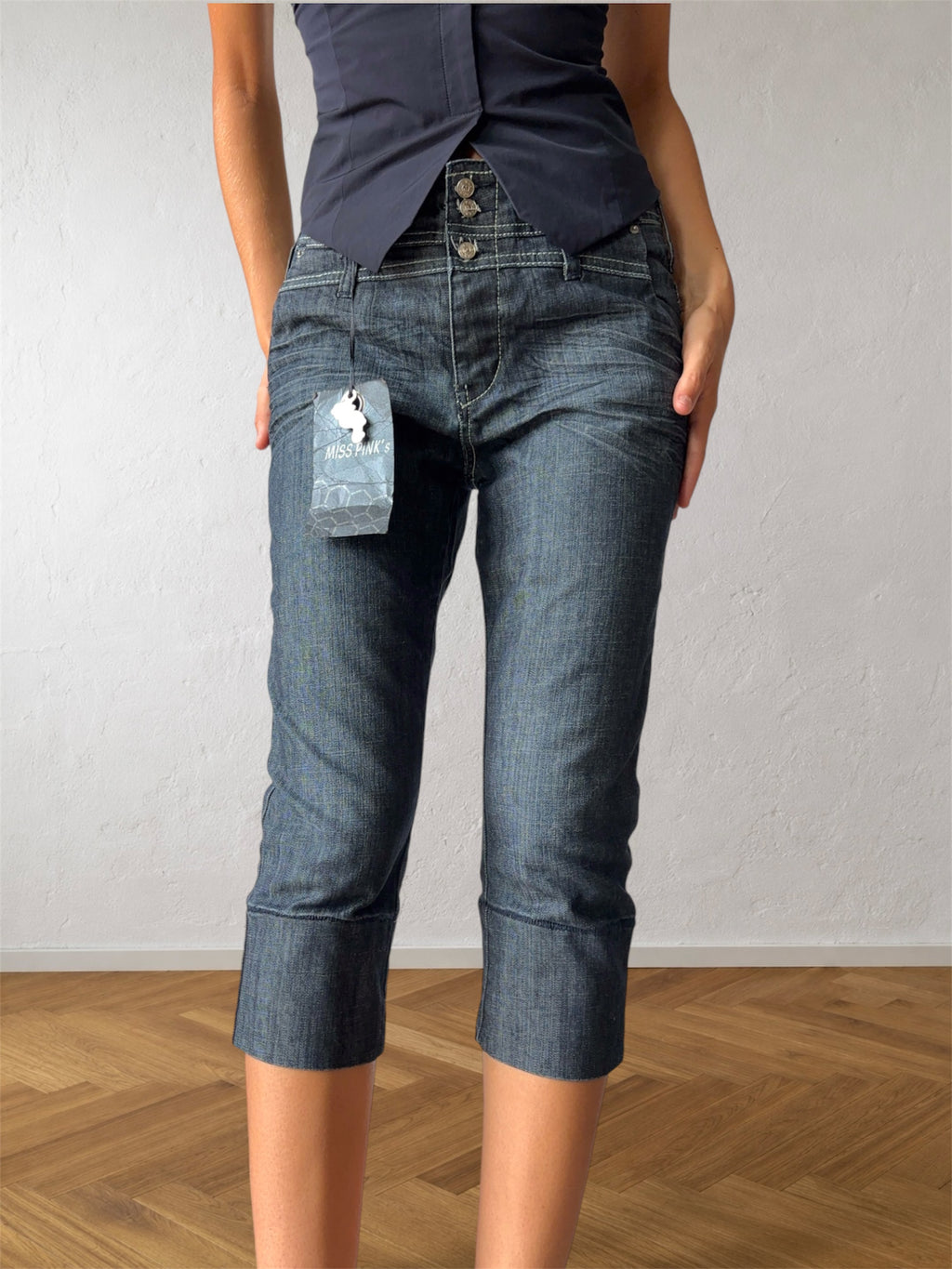 Jeans Capri scuri affusolati chic anni 90