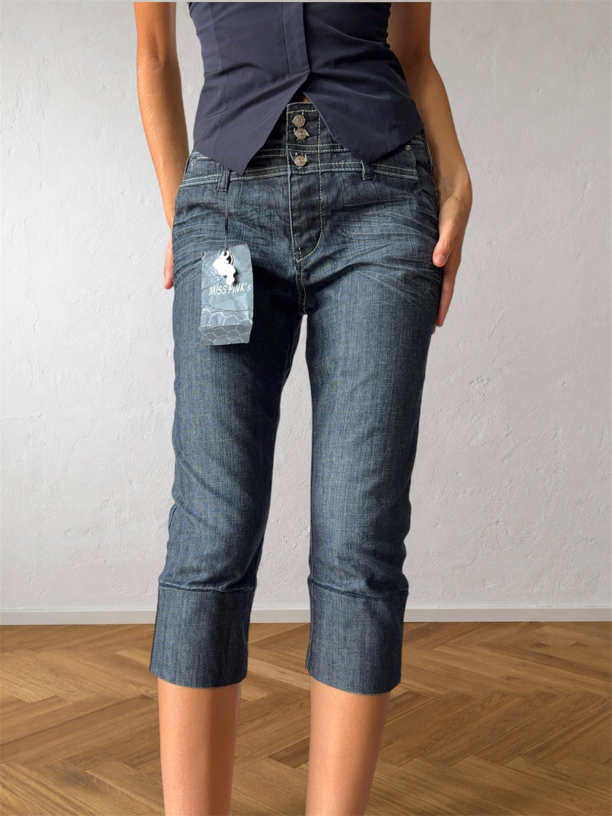 Jeans Capri scuri affusolati chic anni 90