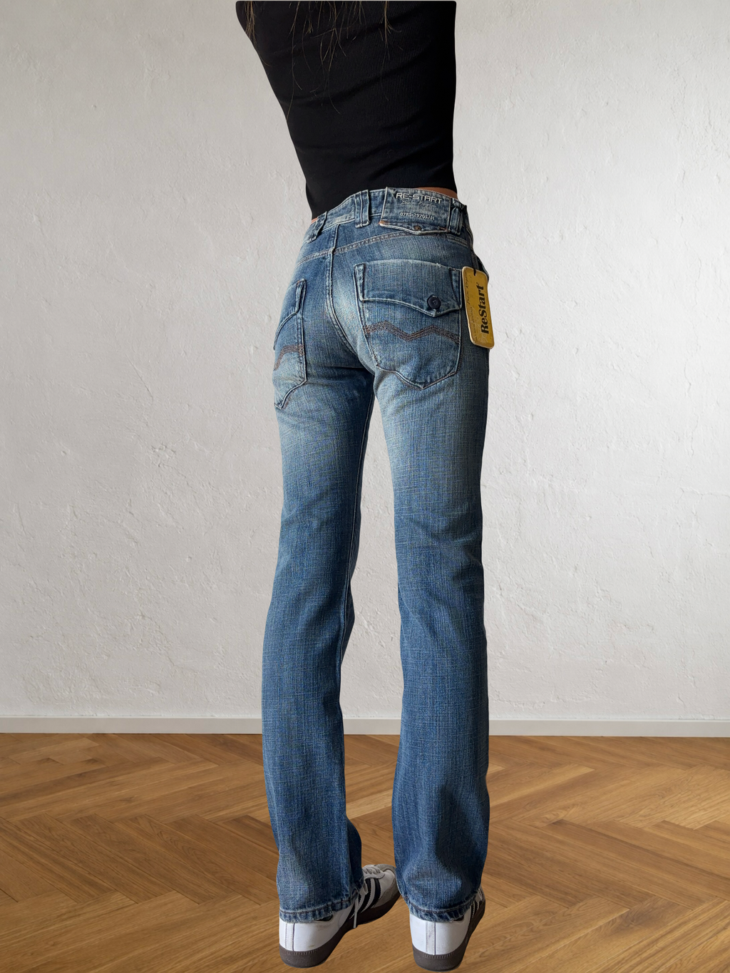 Jeans anni 90 dritti dettagli cargo