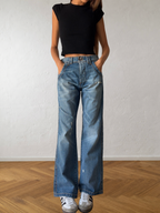 Jeans anni 90 gamba ampia dettagli cargo