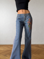 Jeans svasati con disegni fatti a mano anni 2000