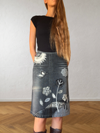 Gonna Miss Sixty denim grigio ricamata fiori