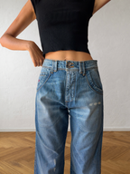 Jeans anni 90 gamba ampia dettagli cargo