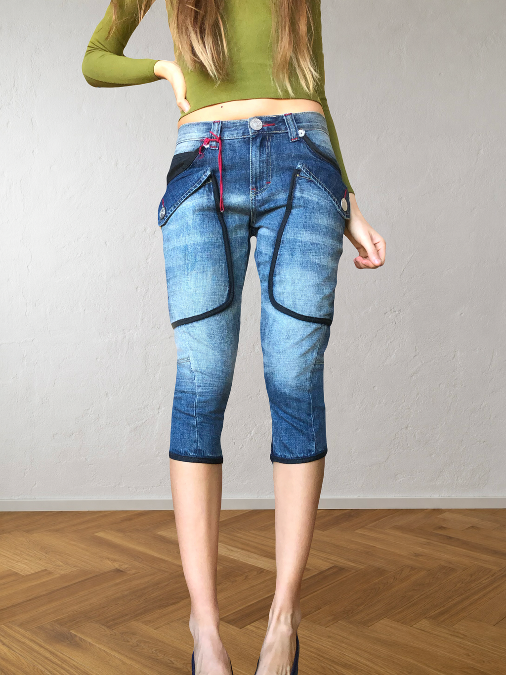 Jeans Capri cargo a vita bassa anni 2000