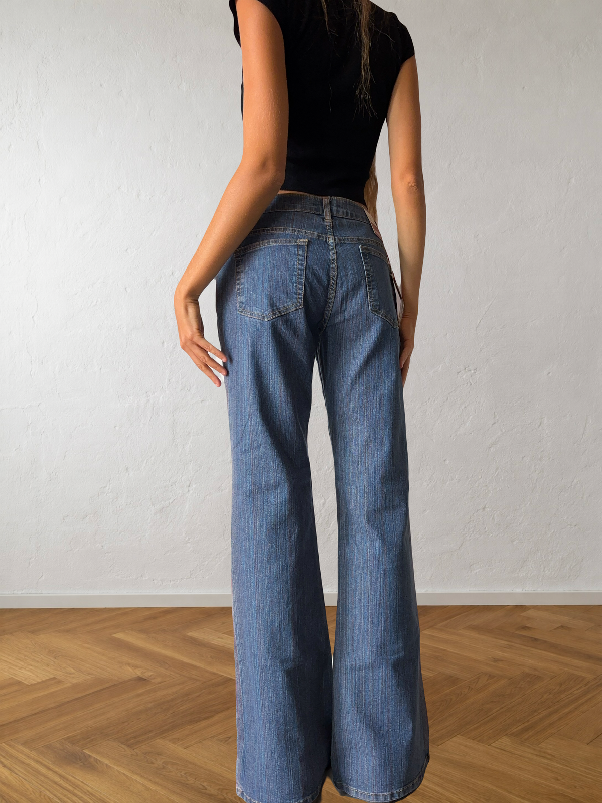 Jeans svasati con disegni fatti a mano anni 2000