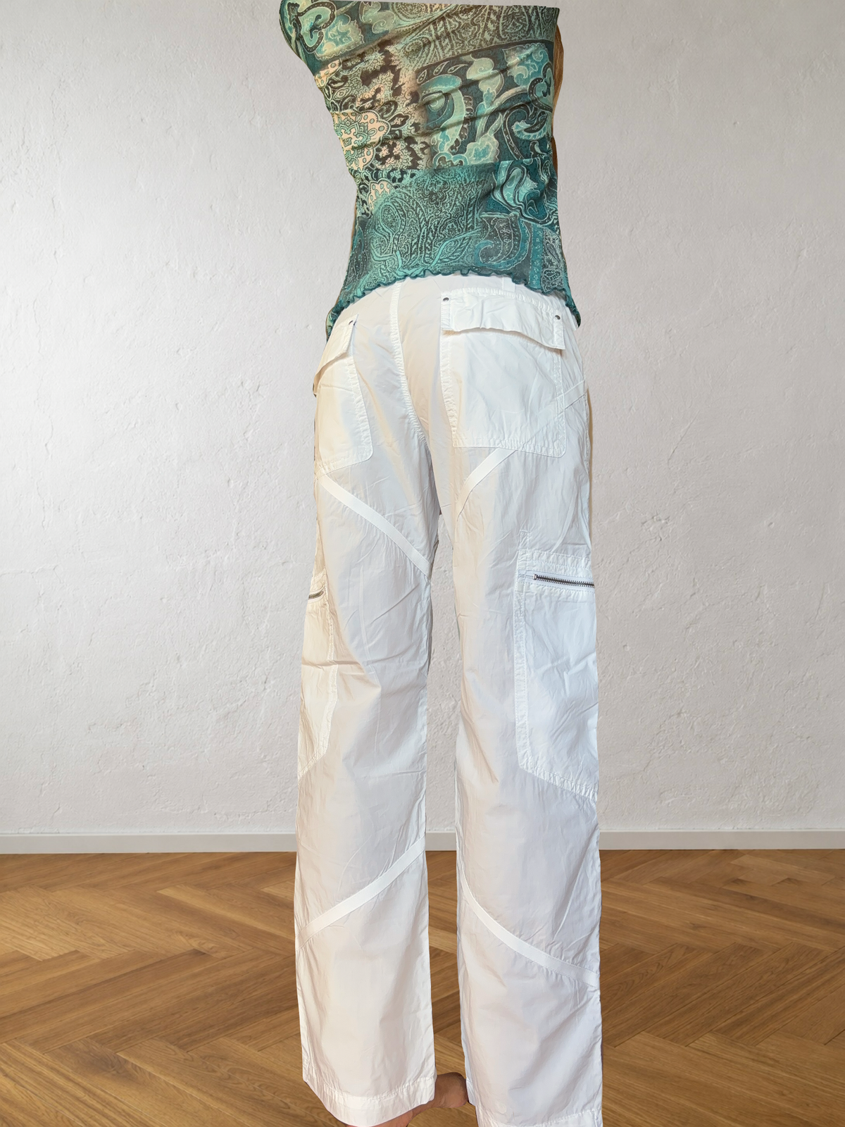 Pantalon cargo parachute blanc GAS années 2000