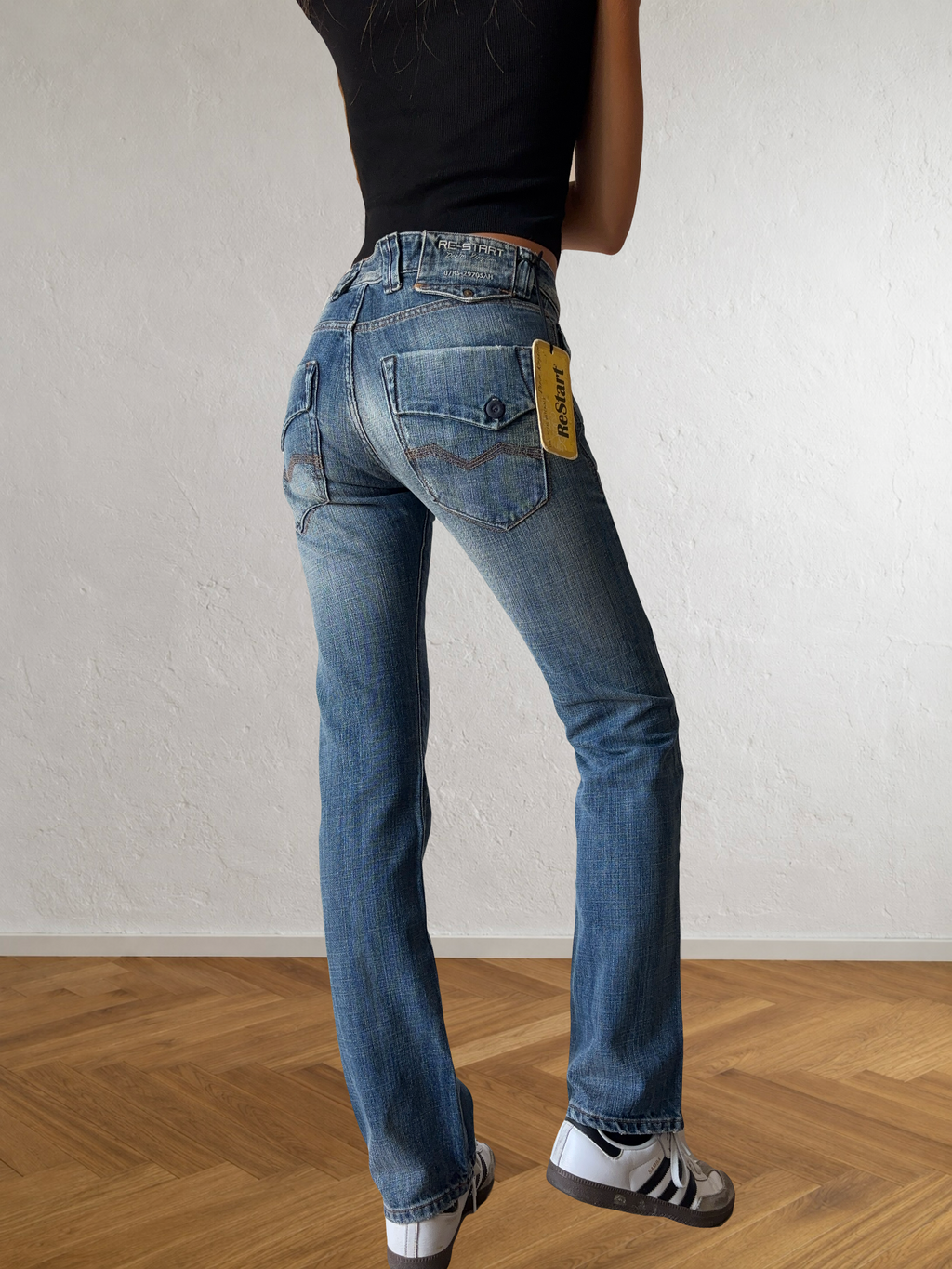 Jeans anni 90 dritti dettagli cargo
