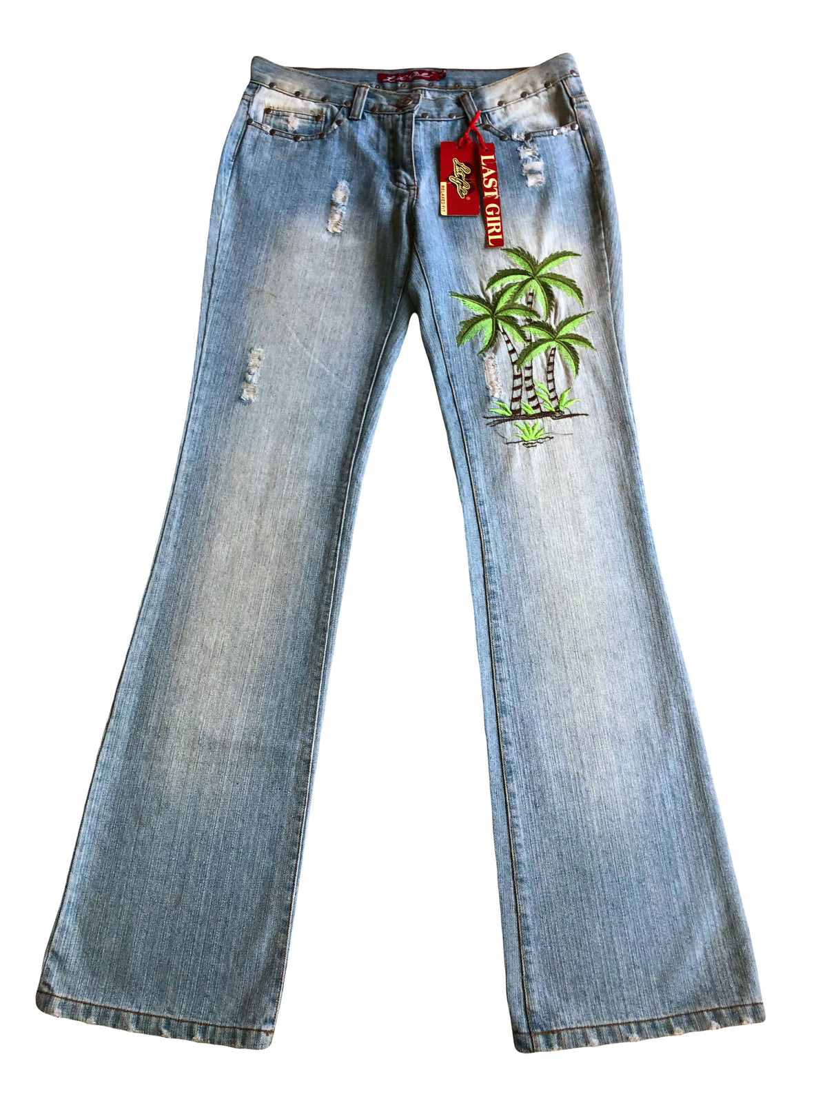 Low-rise bootcut embroidered flared jeans