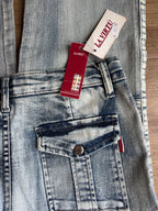 Jeans cargo svasati con disegni fatti a mano anni 2000