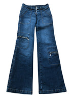 Low-rise cargo jeans with zip