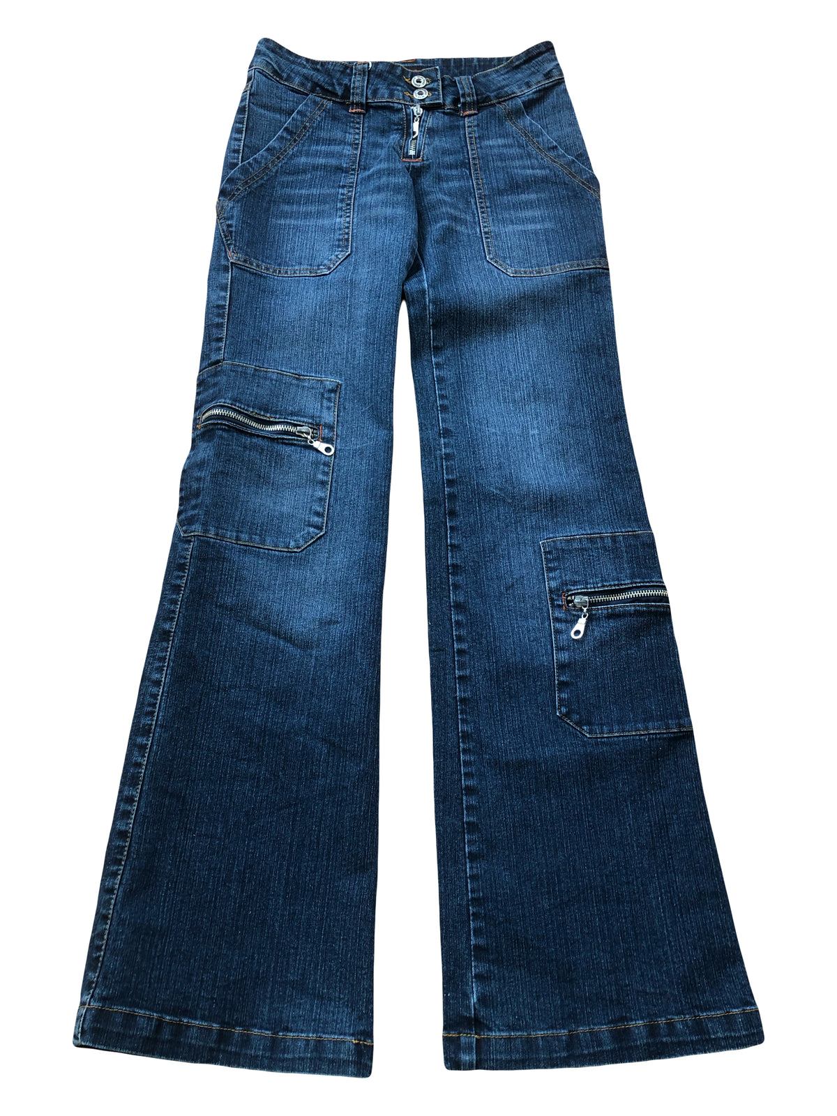 Low-rise cargo jeans with zip