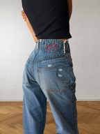 Jeans anni 90 gamba ampia dettagli cargo