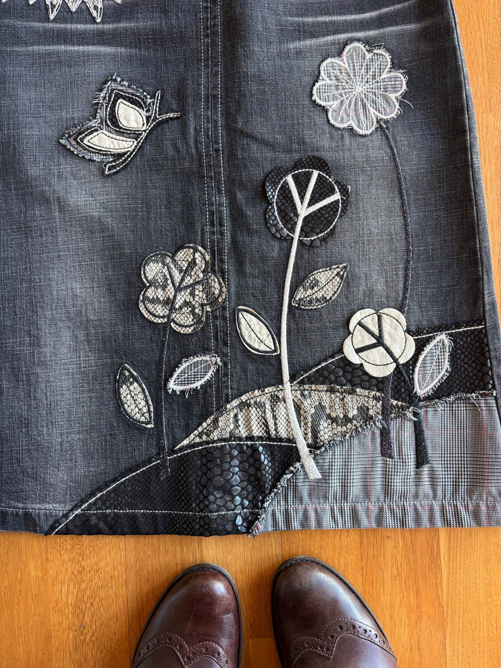 Gonna Miss Sixty denim grigio ricamata fiori