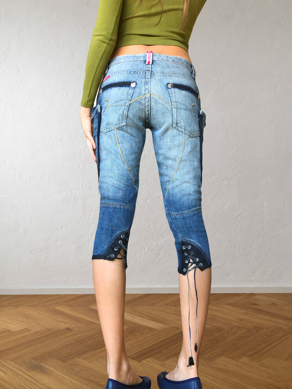 Jeans Capri cargo a vita bassa anni 2000