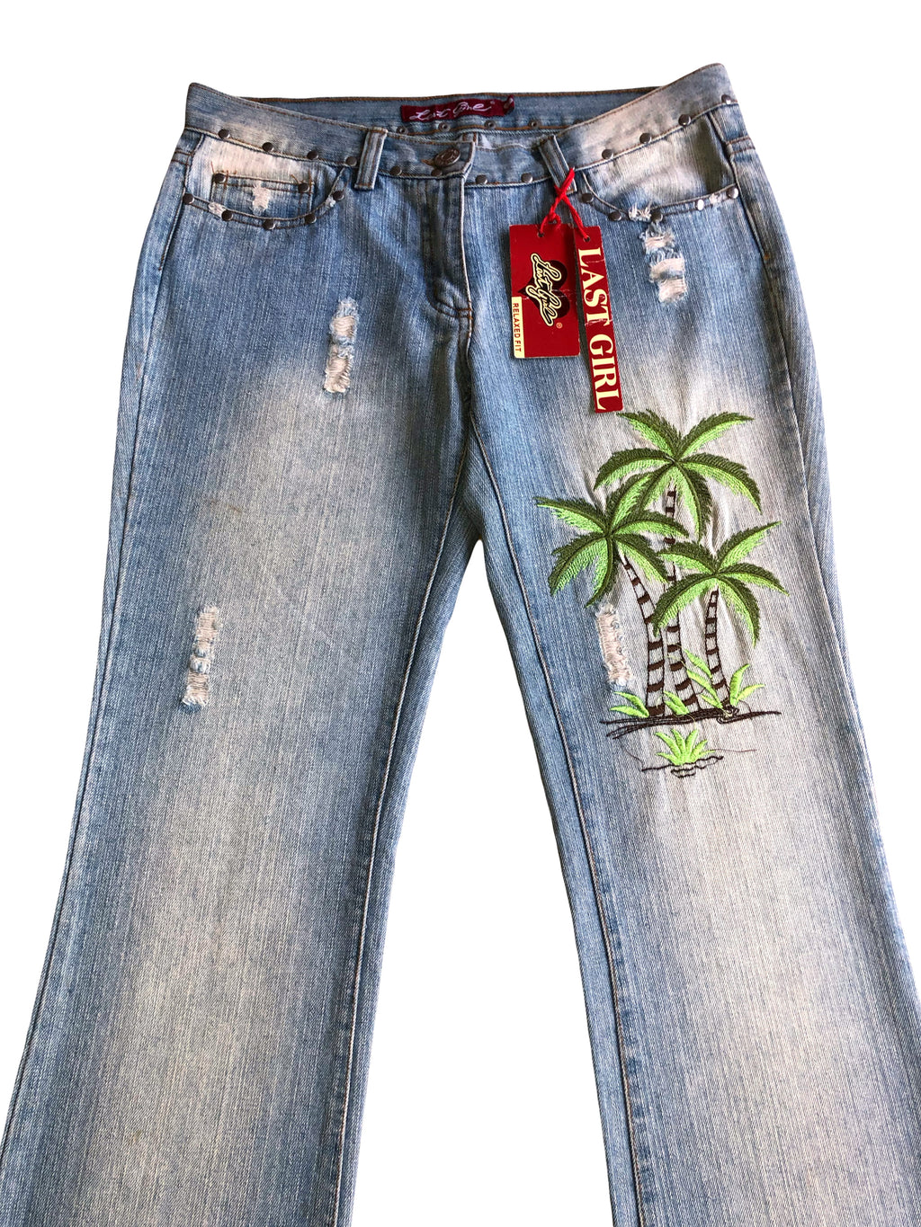 Low-rise bootcut embroidered flared jeans
