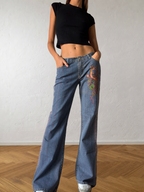 Jeans svasati con disegni fatti a mano anni 2000