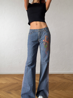 Jeans svasati con disegni fatti a mano anni 2000