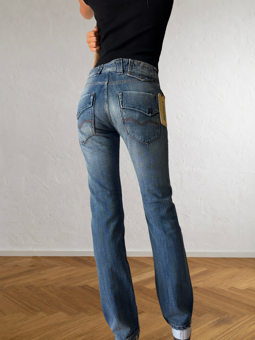 Jeans anni 90 dritti dettagli cargo
