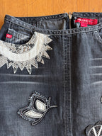 Gonna Miss Sixty denim grigio ricamata fiori