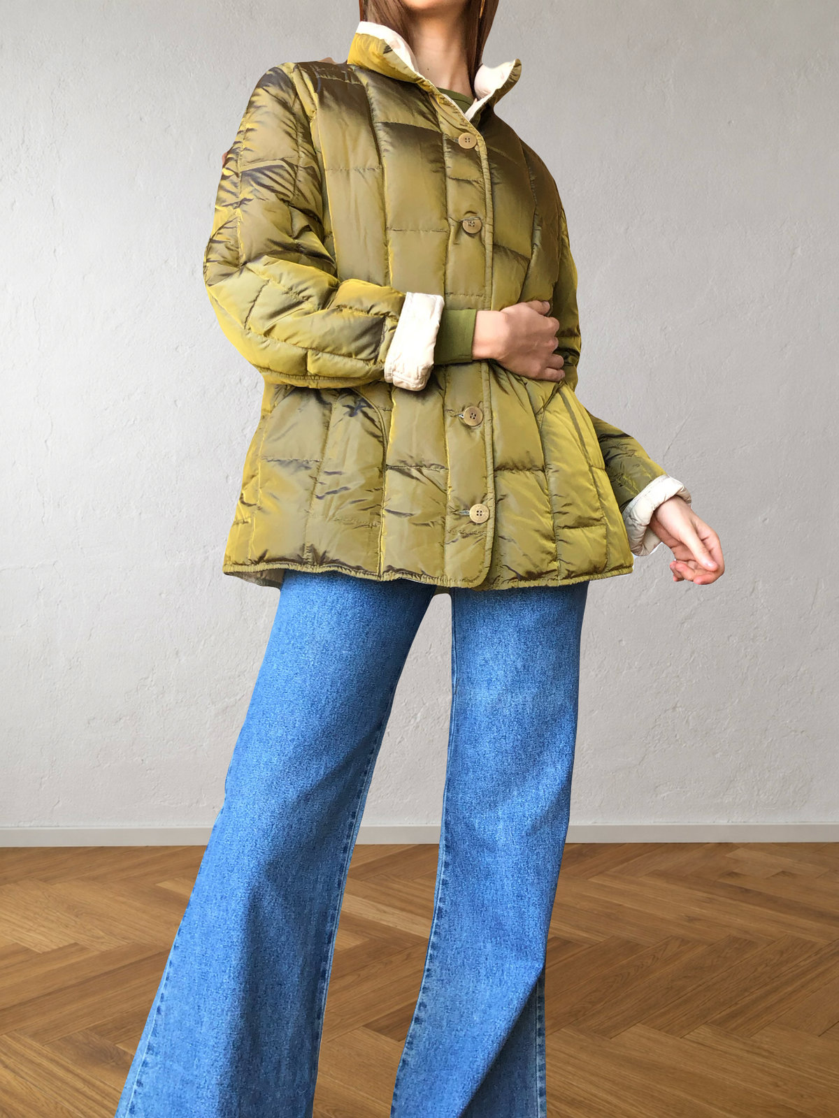 Giubbotto reversibile beige e verde anni 90