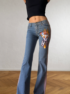2000s flared jeans with hand-drawn designs