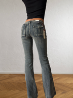 Jeans svasati cargo con disegni fatti a mano anni 2000