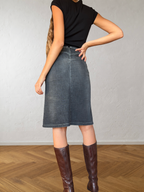 Gonna Miss Sixty denim grigio ricamata fiori