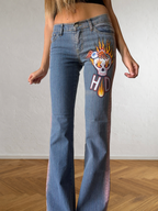 2000s flared jeans with hand-drawn designs