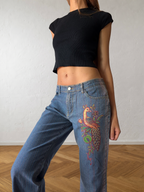 Jeans svasati con disegni fatti a mano anni 2000