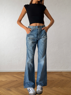 Jeans anni 90 gamba ampia dettagli cargo