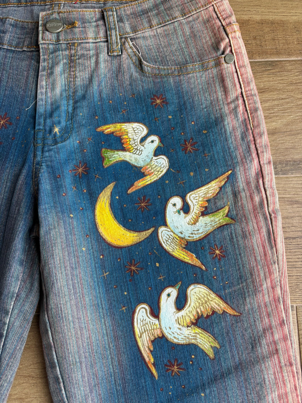 Jeans svasati disegni fatti a mano anni 2000