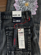 Jean cargo évasé avec motifs faits main années 2000
