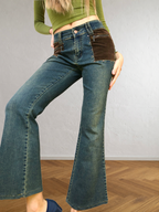 Jeans patchwork a coste marroni anni 90