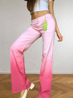 Pantalon évasé dégradé rose et fuchsia