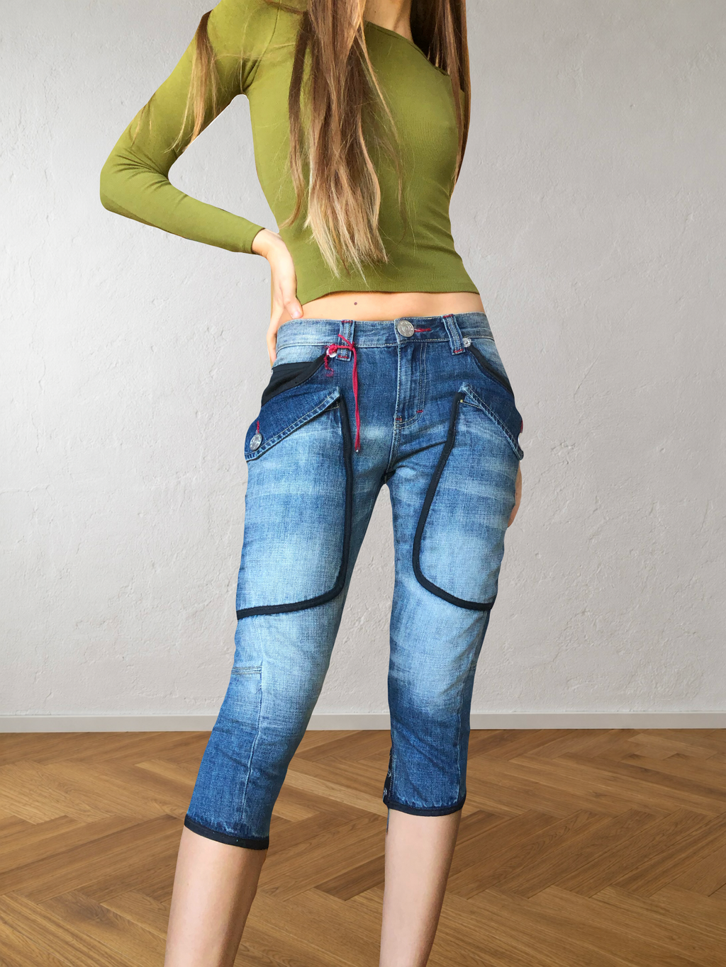 Jeans Capri cargo a vita bassa anni 2000