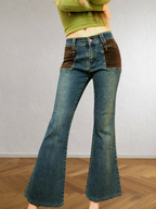 Jeans patchwork a coste marroni anni 90