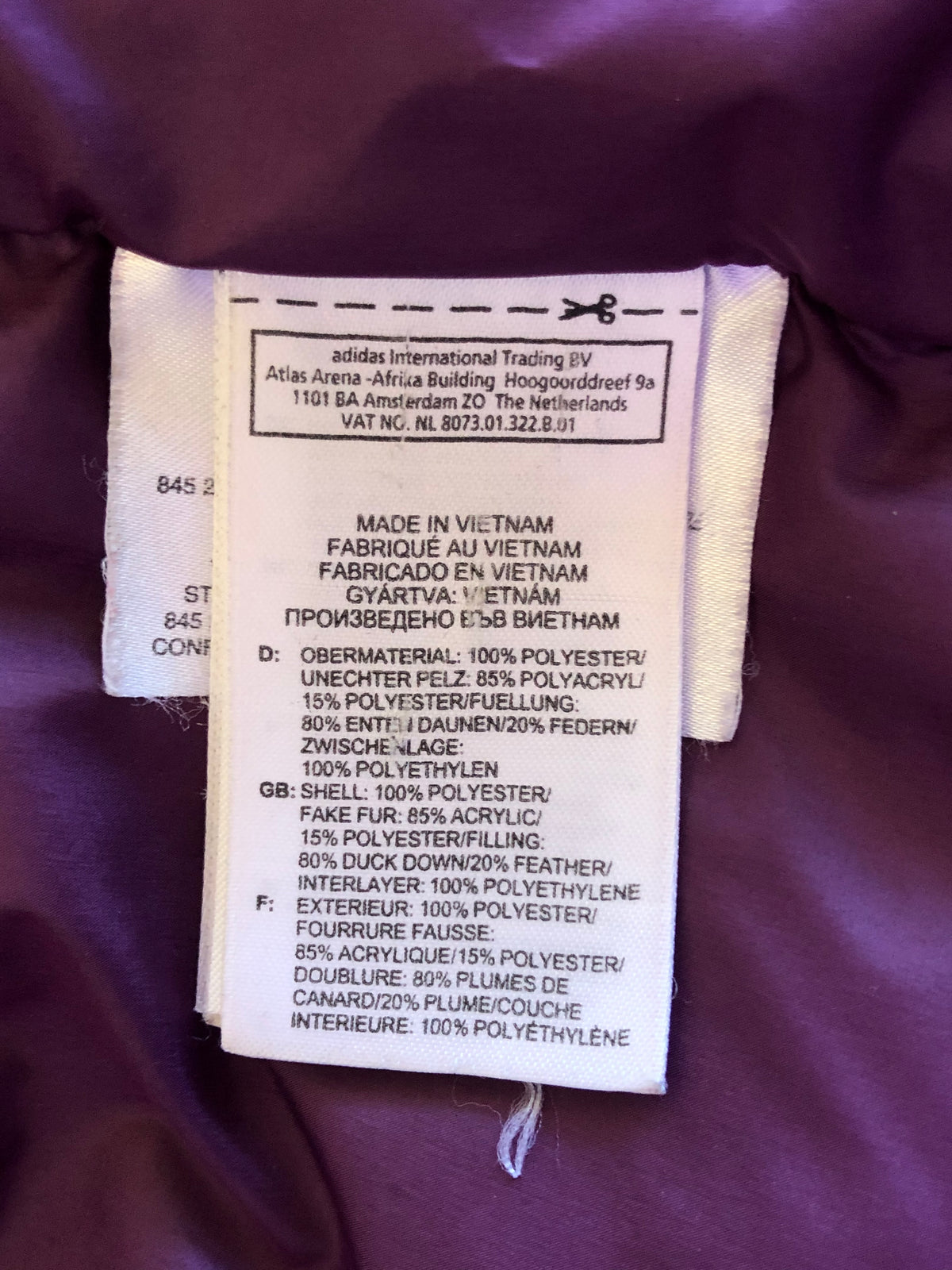 Giubbotto Adidas Vintage viola anni 2000