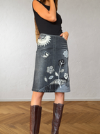 Gonna Miss Sixty denim grigio ricamata fiori