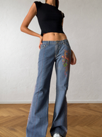 Jeans svasati con disegni fatti a mano anni 2000