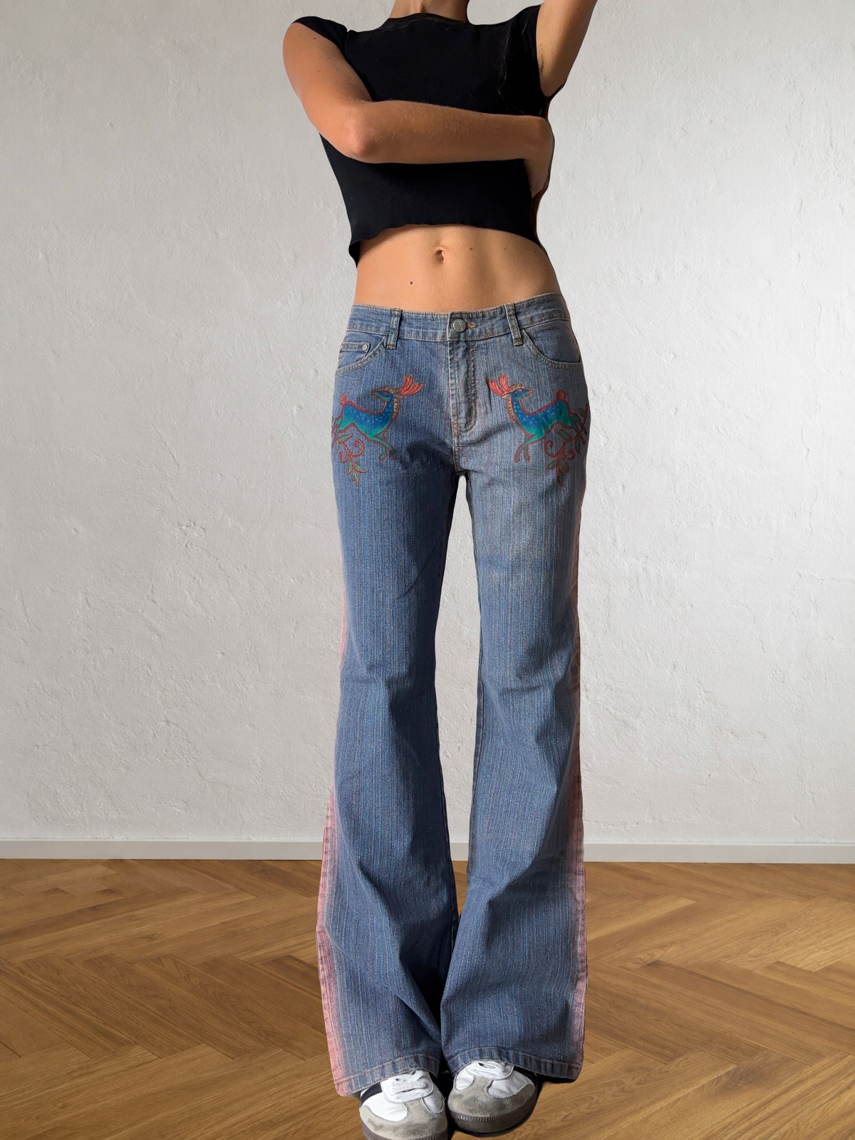 Jeans svasato disegni fatti a mano anni 2000