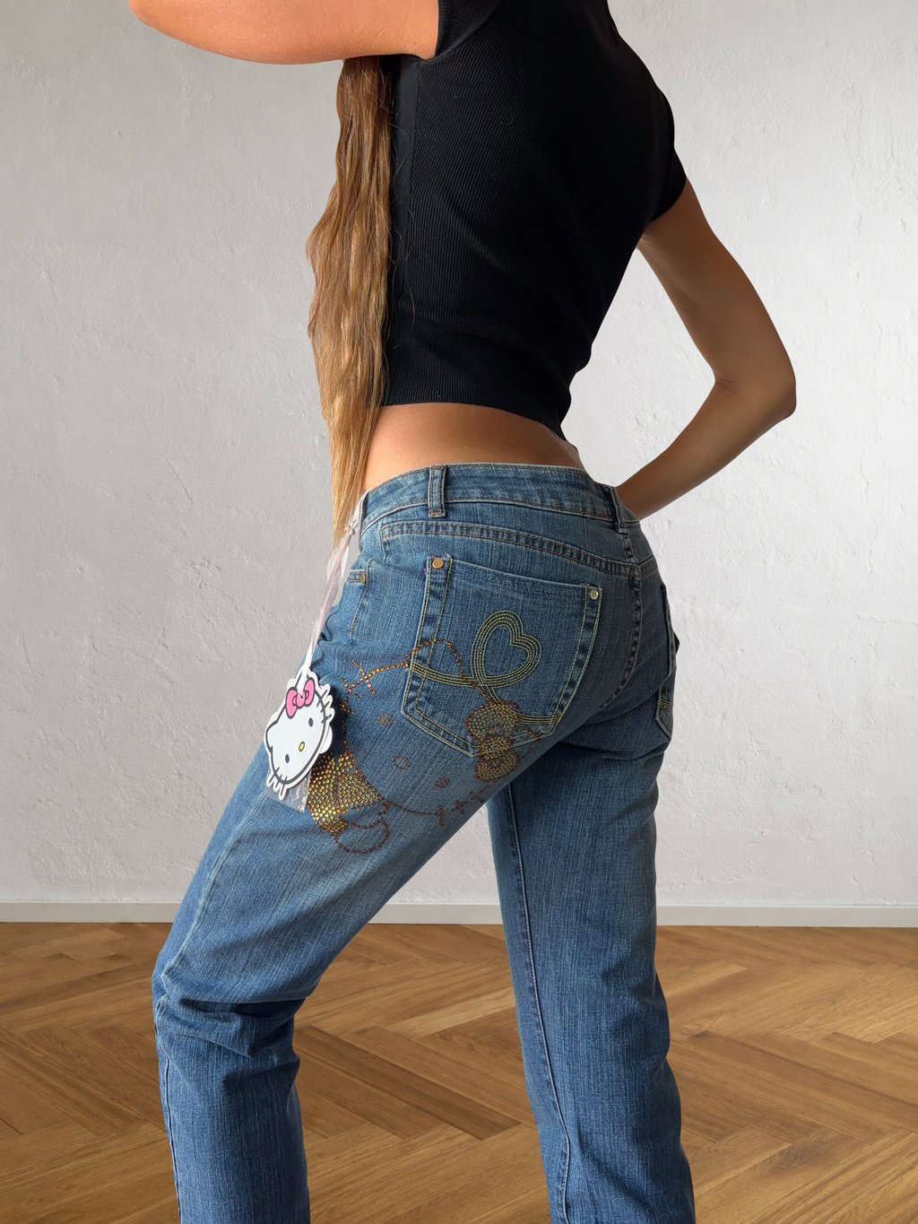 Jean Hello Kitty taille basse années 2000