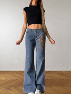 Jeans svasati con disegni fatti a mano anni 2000