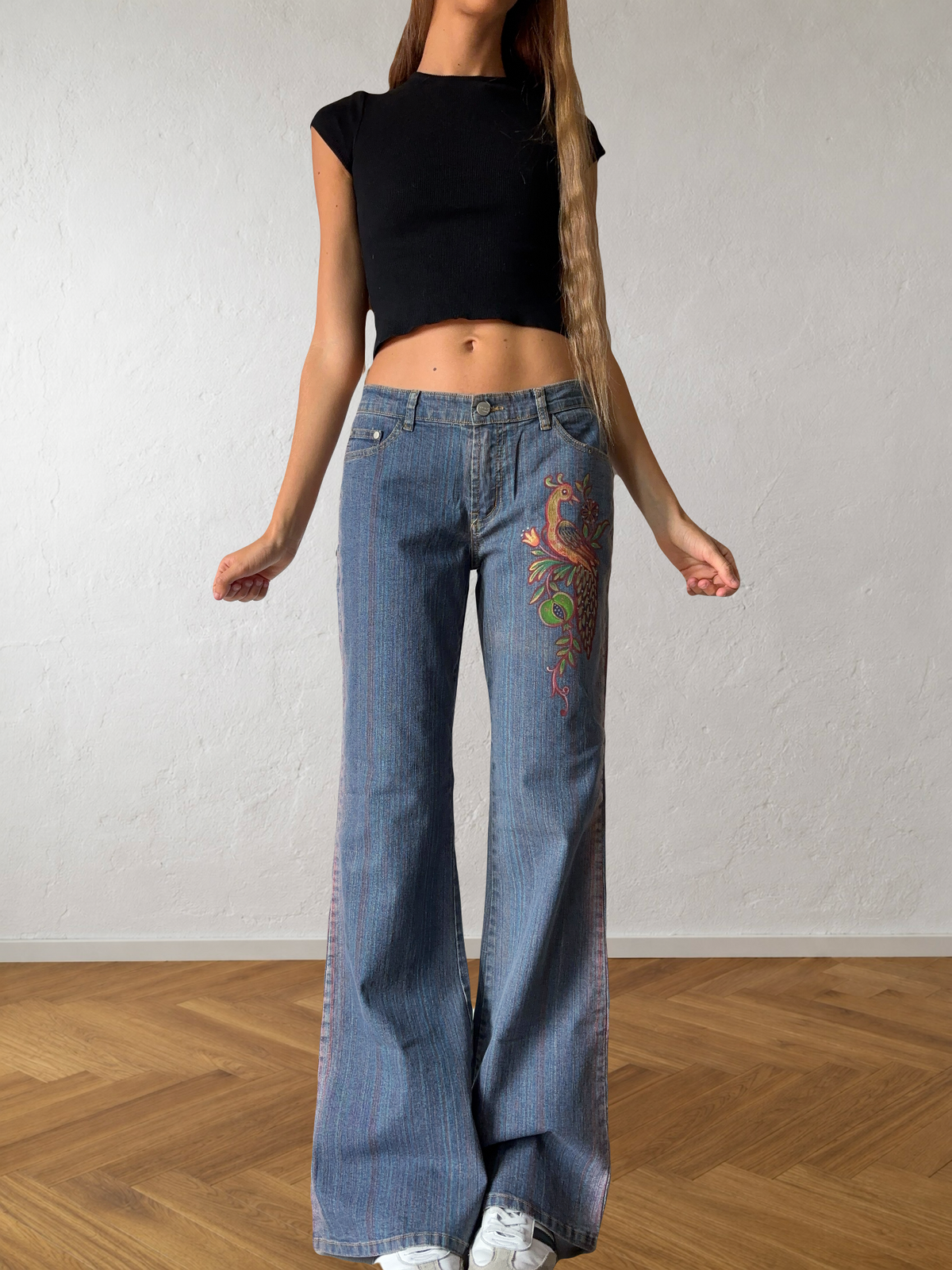 Jeans svasati con disegni fatti a mano anni 2000