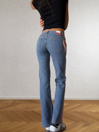 2000s flared jeans with hand-drawn designs