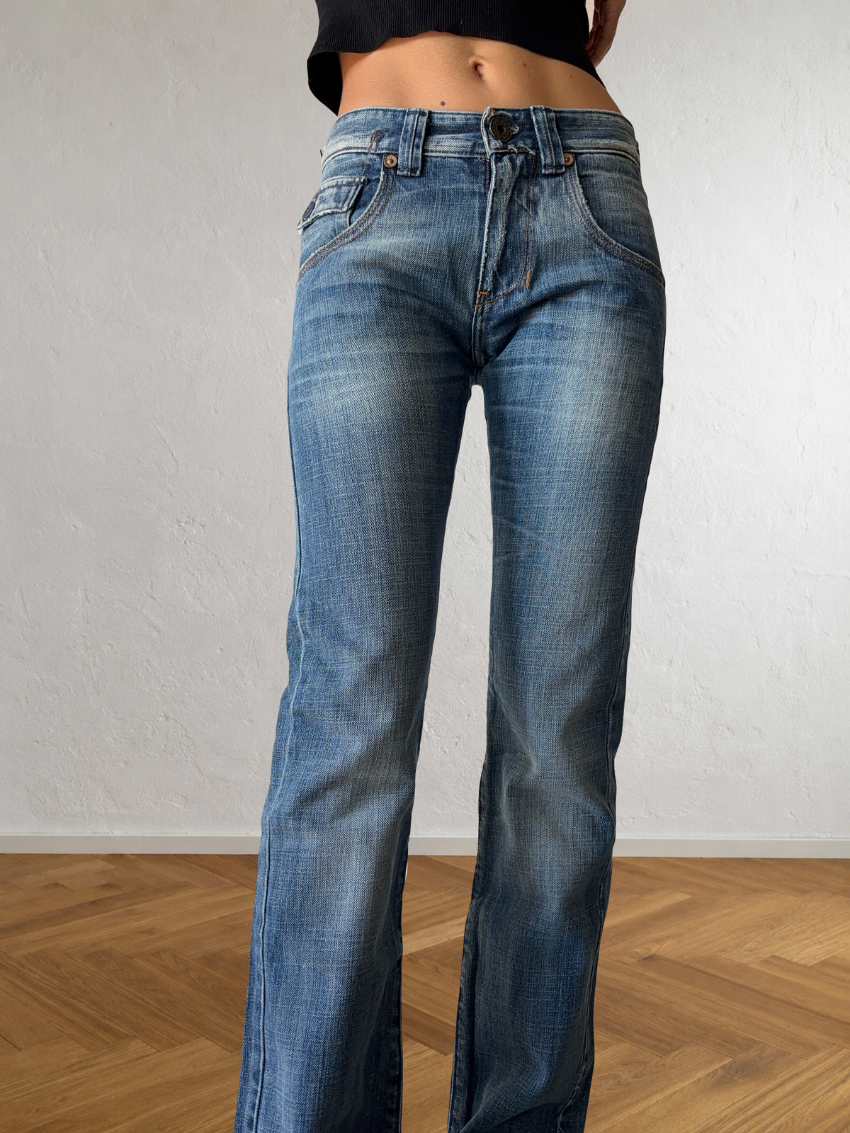 Jeans anni 90 dritti dettagli cargo